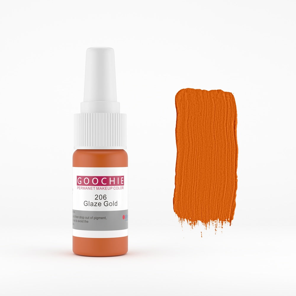 Goochie 206 Glaze Gold PMU pigment 15 ml with colour swatch