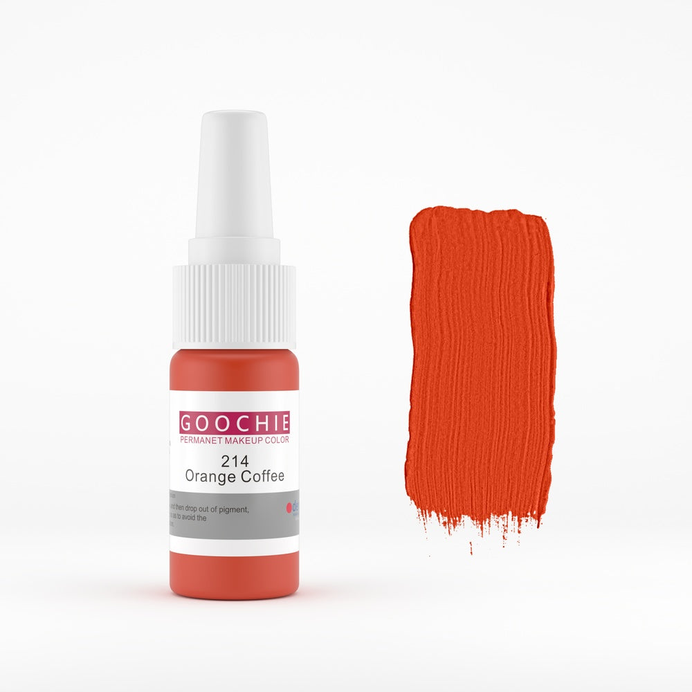 Goochie 214 Orange Coffee PMU pigment 15 ml with colour swatch