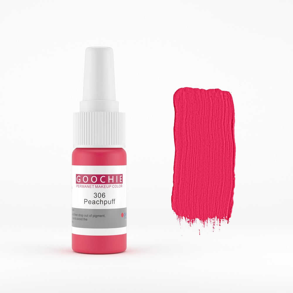 Goochie 306 Peachpuff PMU pigment 15 ml with colour swatch