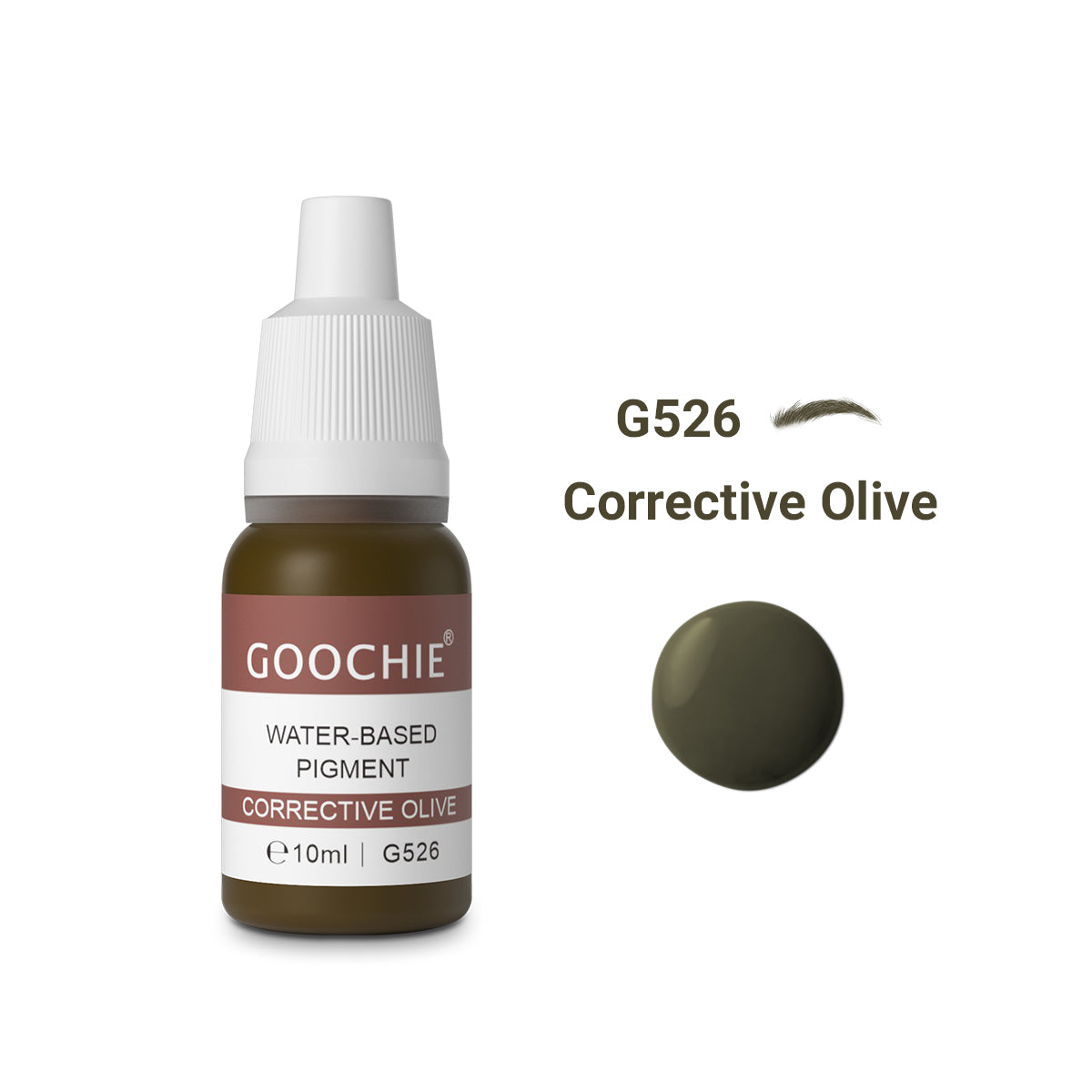 Goochie Water-Based PMU Pigment – G526 Corrective Olive (10 ml)